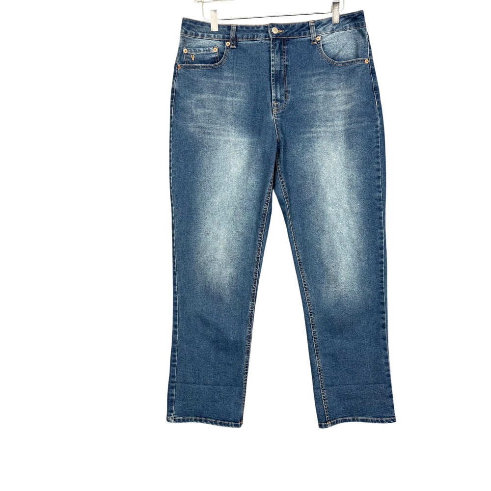 FRYE Jeans Womens 12 31 Blue Denim Straight Leg High Rise Cotton Blend 35x28
